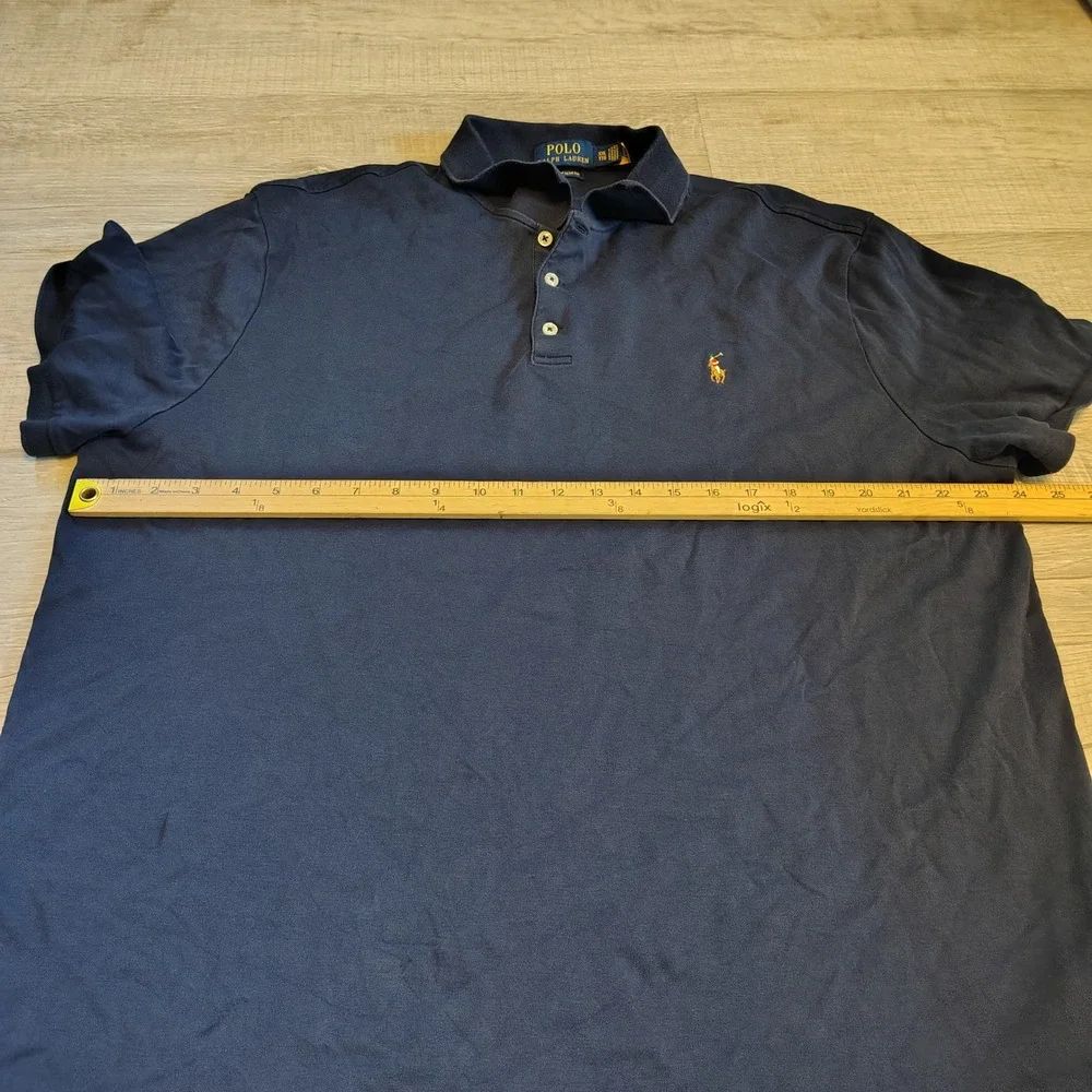 Polo Ralph Lauren Mens XXL Custom Slim Fit Navy Blue Short Sleeve Flesh Shirt
